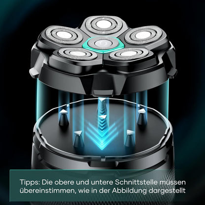 Ersatzrasierkopf für Glatzen-Rasierer 6D, Schwarz