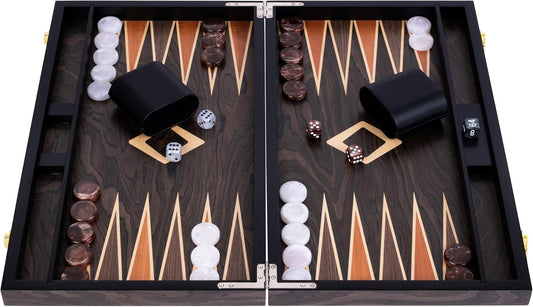 Luxus-Backgammon Spielbrett, 18 Zoll ; Ebenholzbraun
