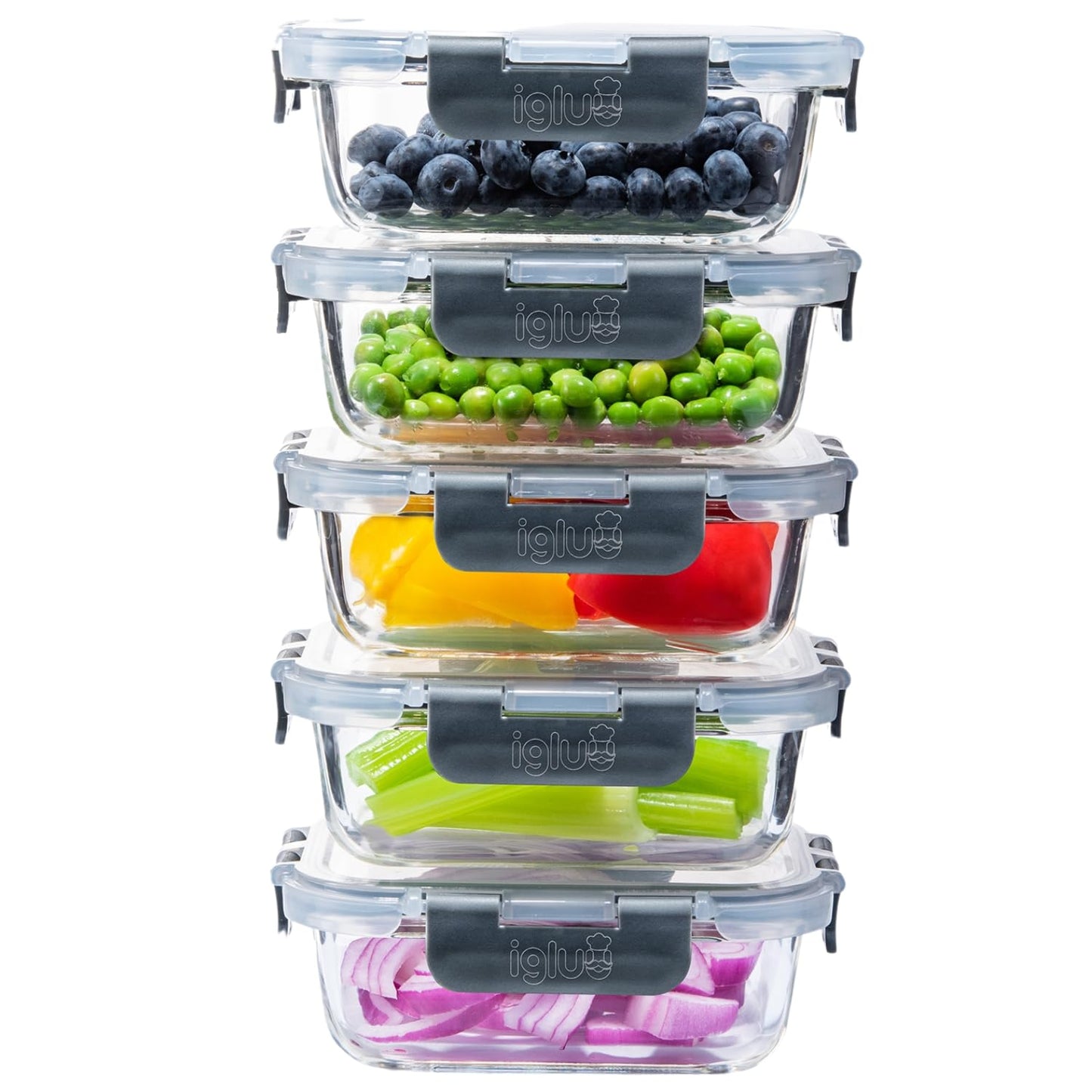 Glas-Frischhaltedosen-Set (5 Stück, 370 ml), 370 ml 5