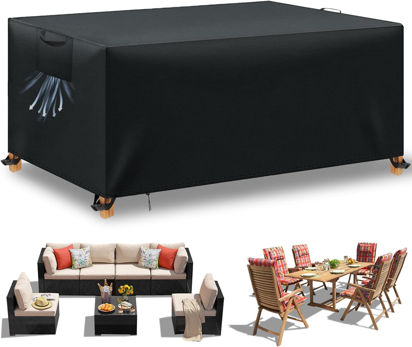 Gartenmöbel-Abdeckplane, Schwarz, 300x250x100cm