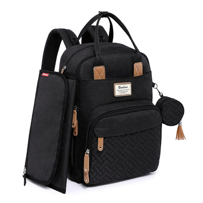 Baby Wickelrucksack mit Wickelauflage und Kinderwagengurten, Schwarz