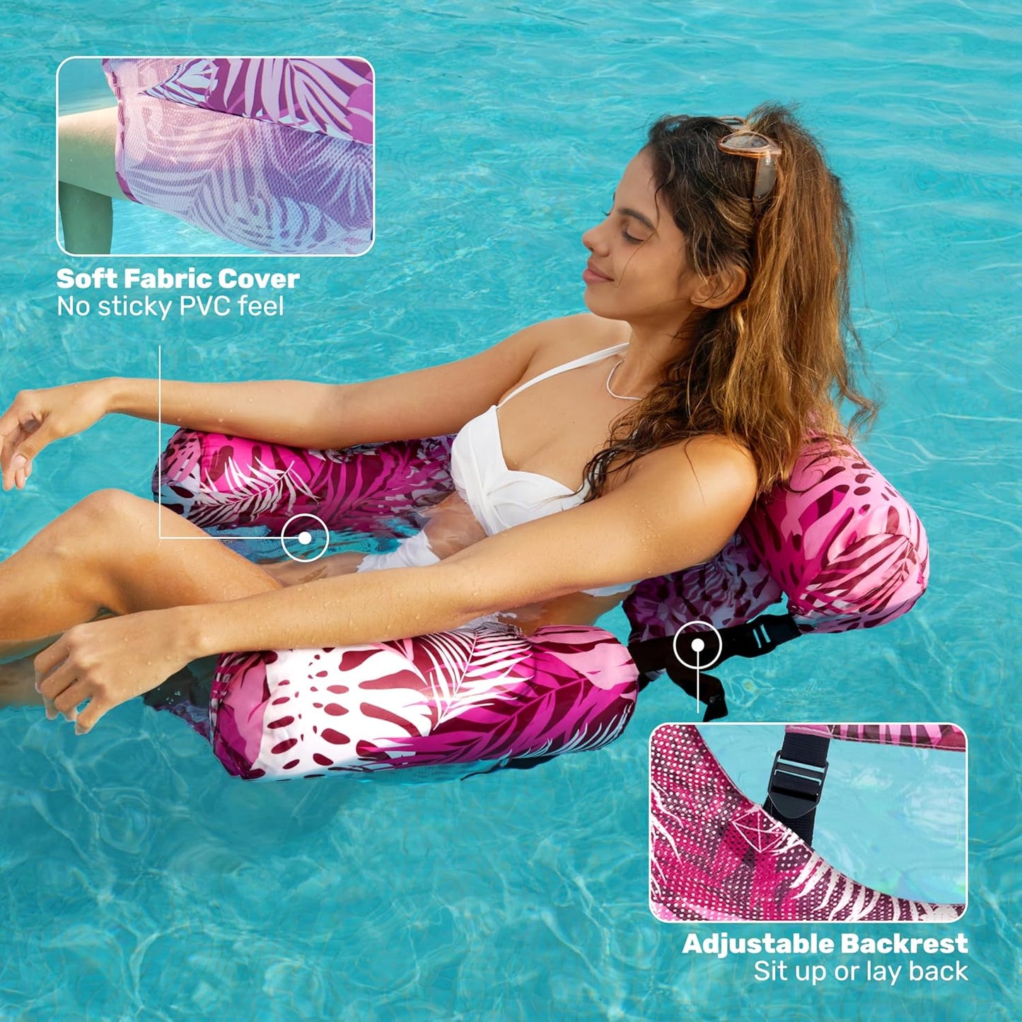 Aufblasbare Pool-Schwimmstühle, 2er-Set, Cyan, Rosa