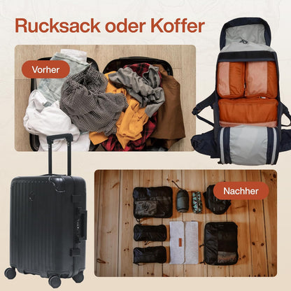 7-teiliges Packwürfel-Set, 7-teiliges Set Stahlblau