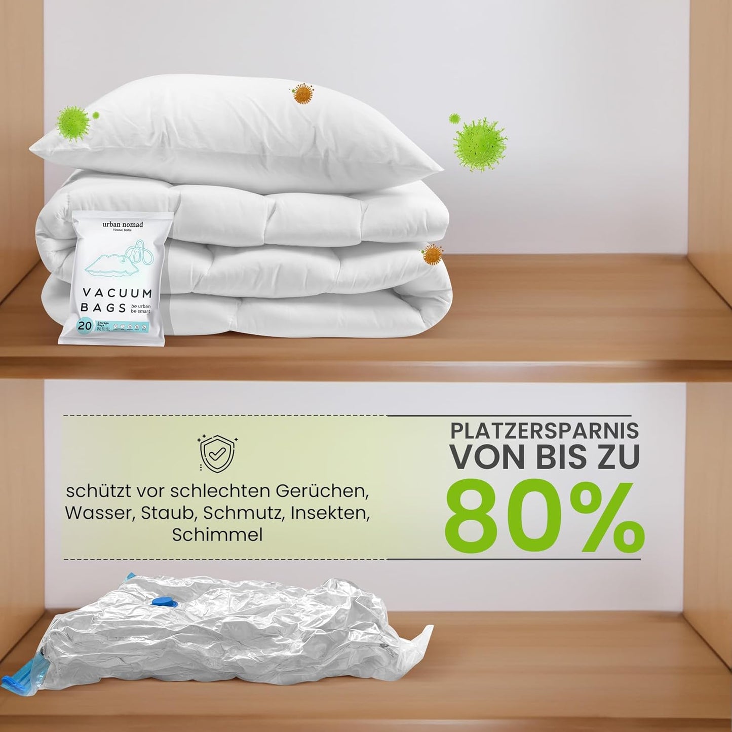 Vakuumbeutel-Set für Kleidung (20 Stück, 3 Grössen), 20er Set