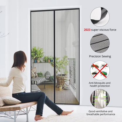 Magnetische Fliegengittertür, 70x200cm Schwarz Gestreift