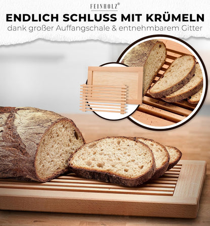 Brotschneidebrett mit Krümelfach, 40 x 25 cm
