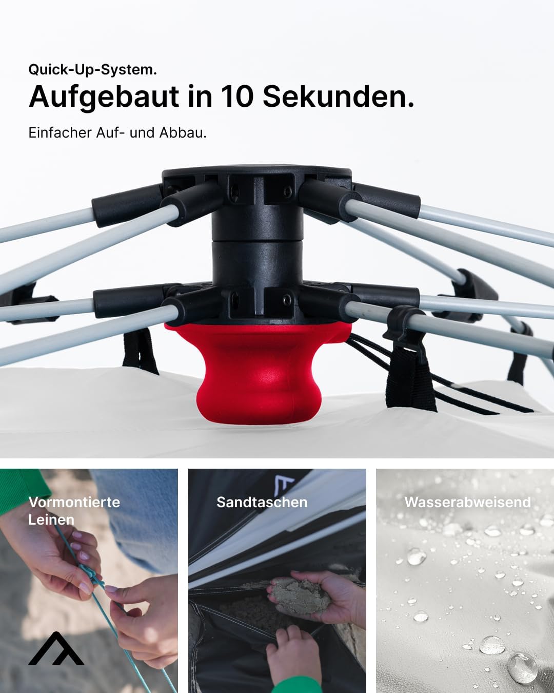 Quick Bay Strandmuschel mit UV-Schutz 80+, Hellgrau
