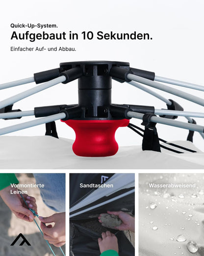 Quick Bay Strandmuschel mit UV-Schutz 80+, Hellgrau