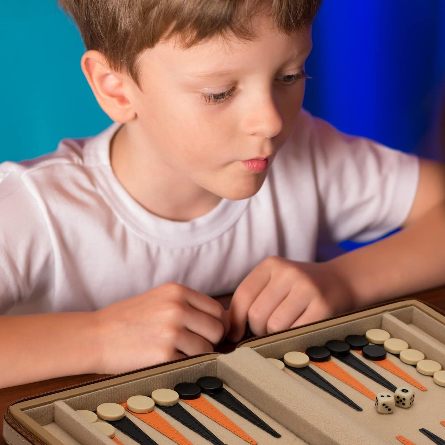 Reisespielset Backgammon mit magnetischem Spielbrett, Wheat Beige
