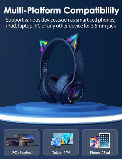 Bluetooth-Kopfhörer mit LED-Katzenohren, Cat-Ear Bluetooth
