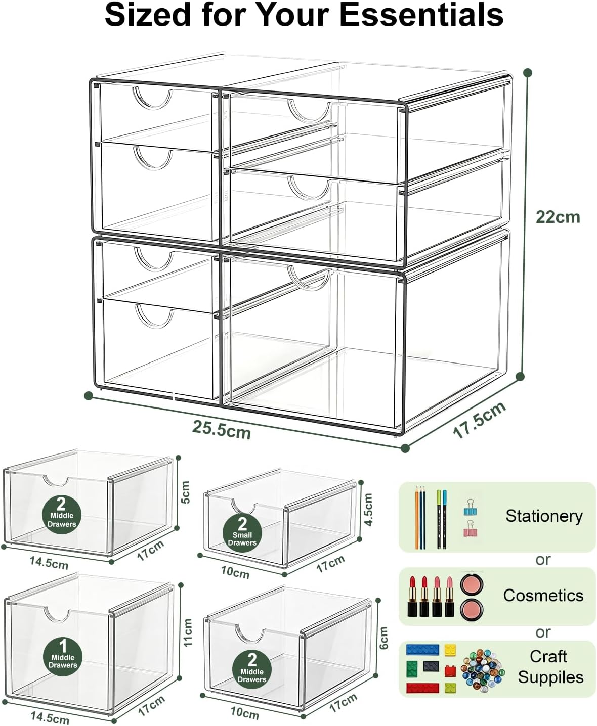 Schreibtisch Organizer 2er-Set, 7 Schubladen