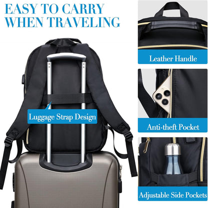 Stylischer Schulrucksack mit USB-Port, 15.6" Schwarz