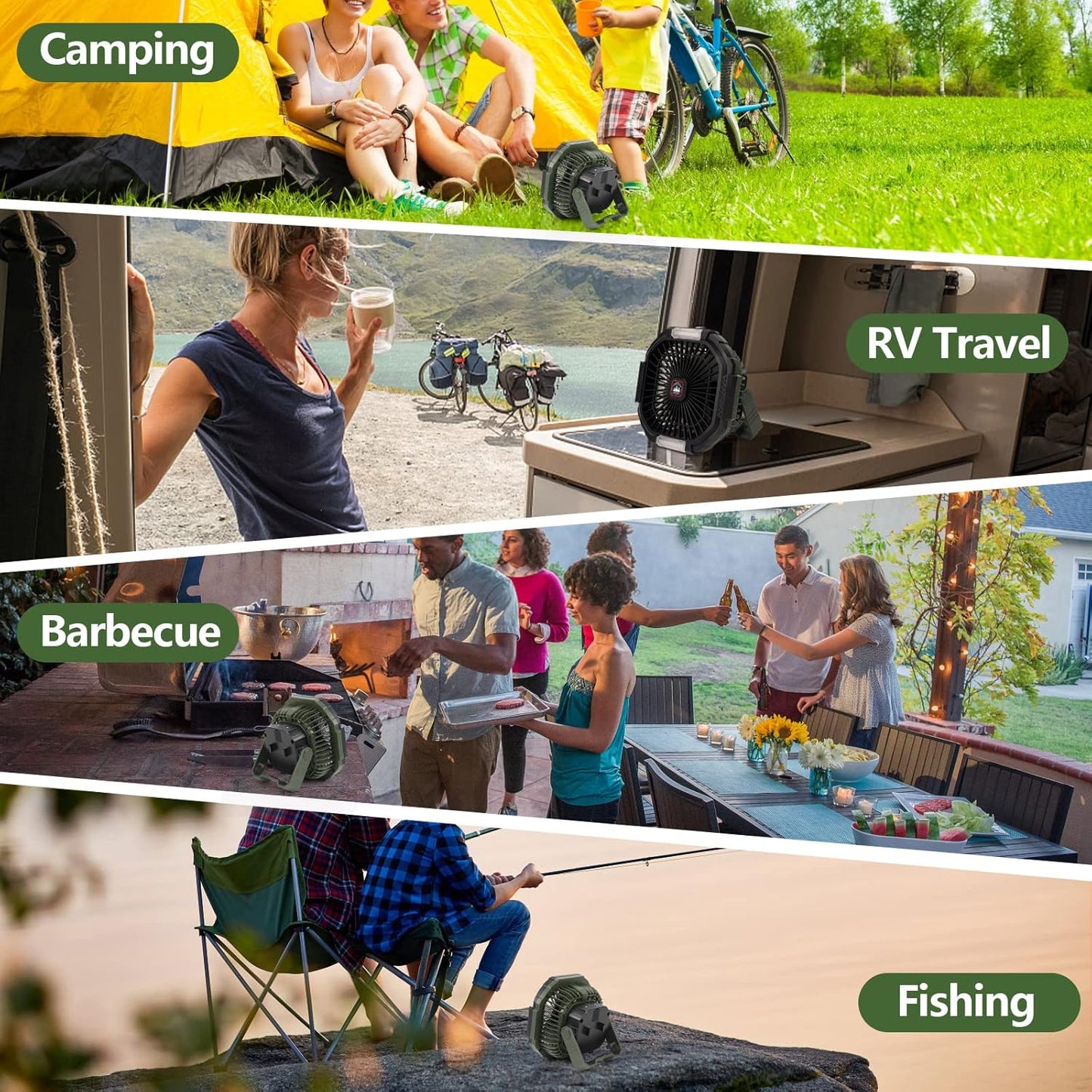 USB Campingventilator mit LED-Licht, Fernbedienung