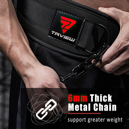 Dip Gürtel mit Kette für Pullups und Dips, Schwarz