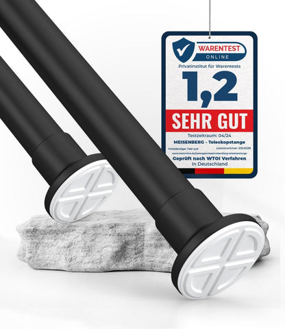 Teleskop-Gardinenstange ohne Bohren, 360-410 cm, 360-410 cm Matt Schwarz