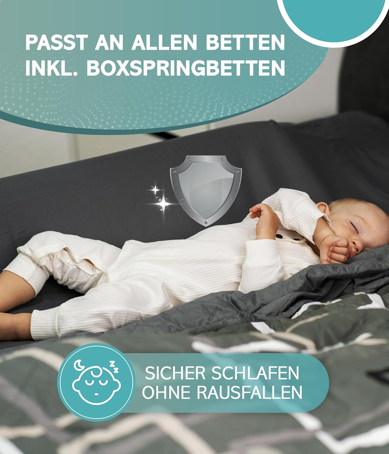Aufblasbarer Rausfallschutz für Betten, 2er-Set, [180cm Länge] Doppel-Set