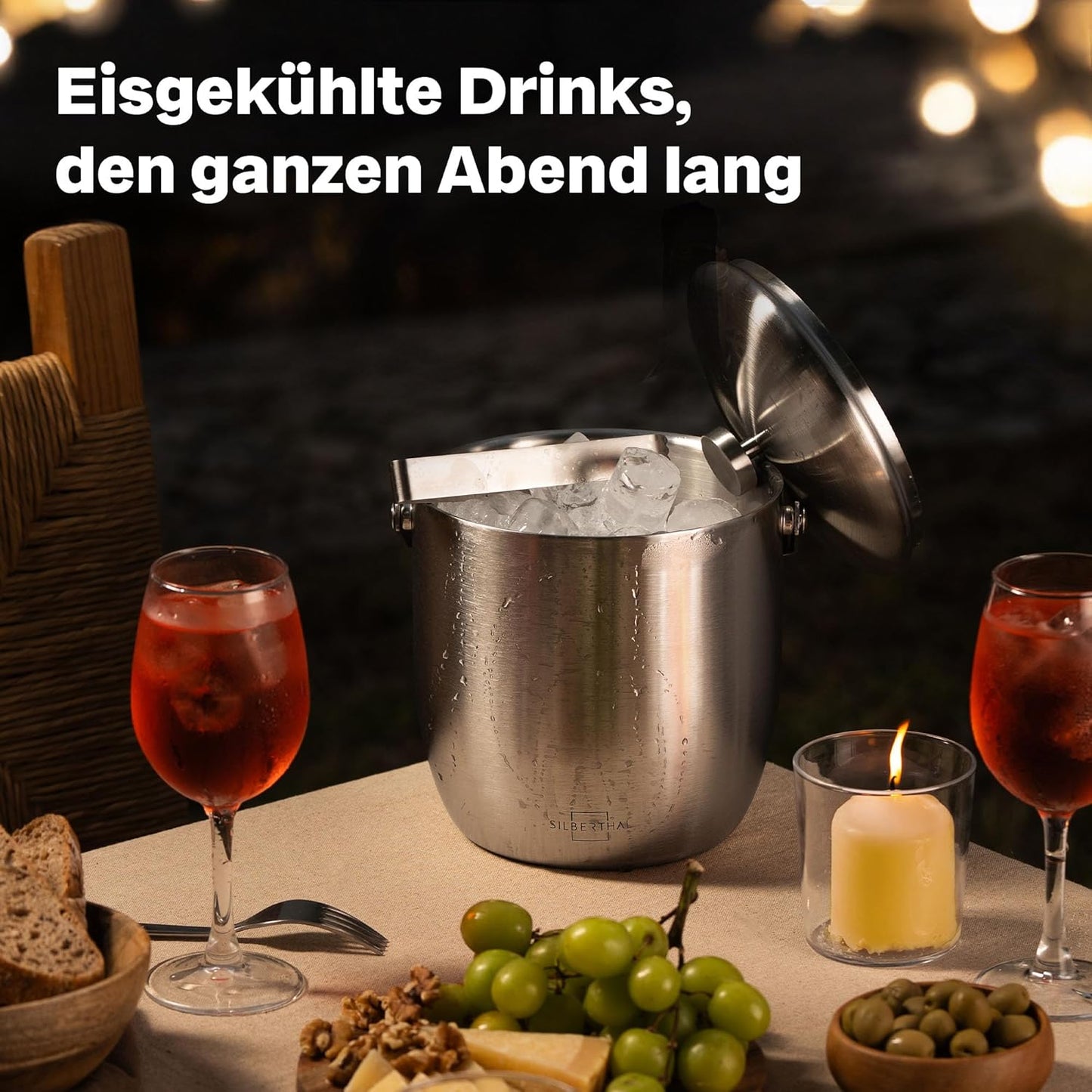 Eiswürfelbehälter mit Zange und Deckel, Eiseimer 3l