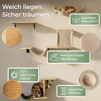 12-teiliges Kletterwand-Set aus Naturholz, 12er-Set - Naturbeige