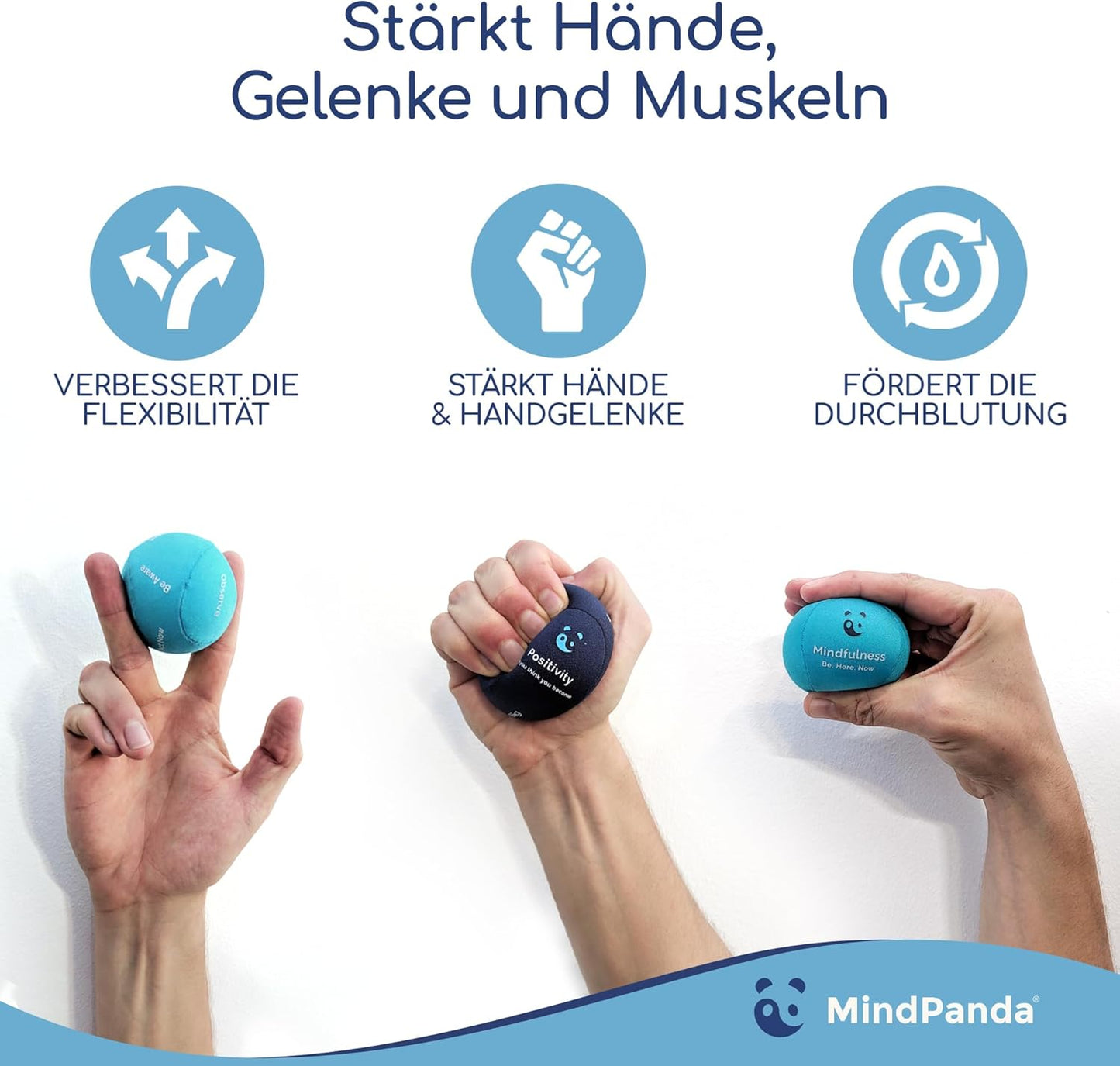 3er-Set Gel-Stressball, Meeresbrise, Ozeanblau, Wolkenweiss