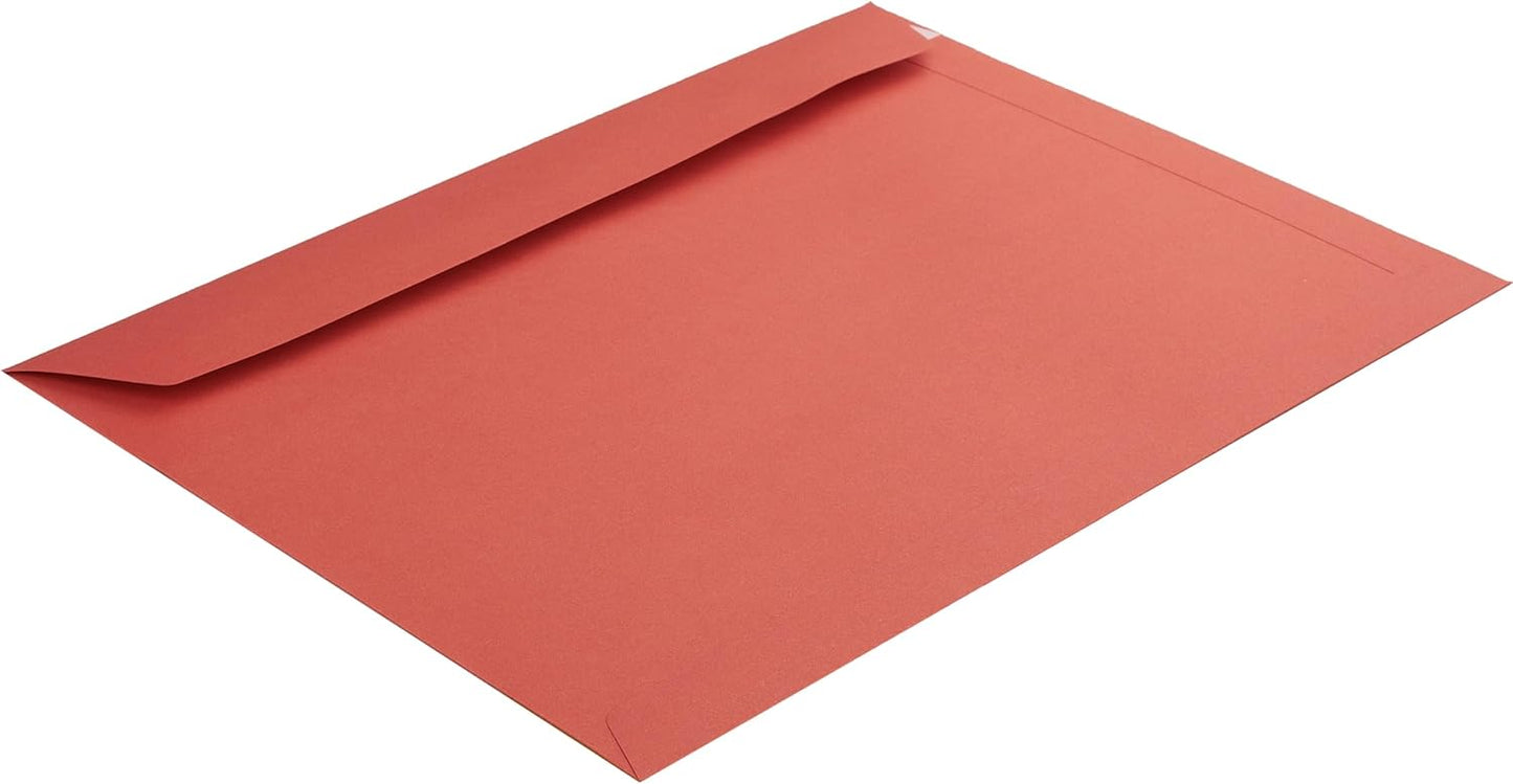 50 rote Briefumschläge DIN C4 mit Haftklebung, DIN C4 Rot-50