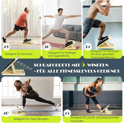 Wadendehner Schrägbrett mit Trainingsposter, Naturholzfarbe