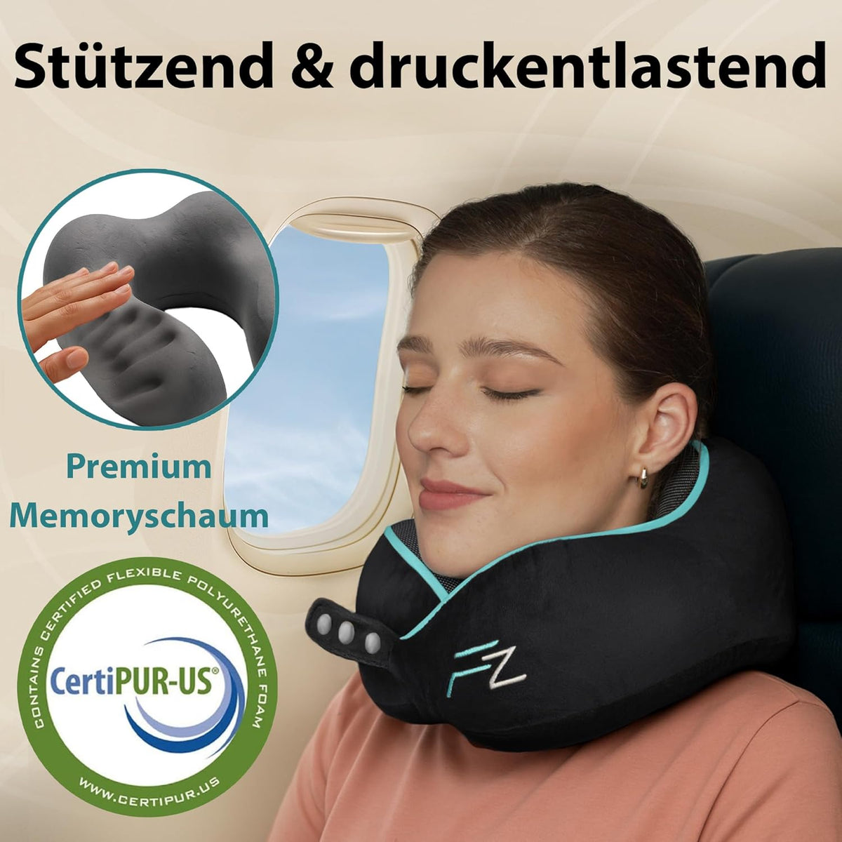 Einstellbares Nackenkissen, 2.2. Comfy - Schwarz