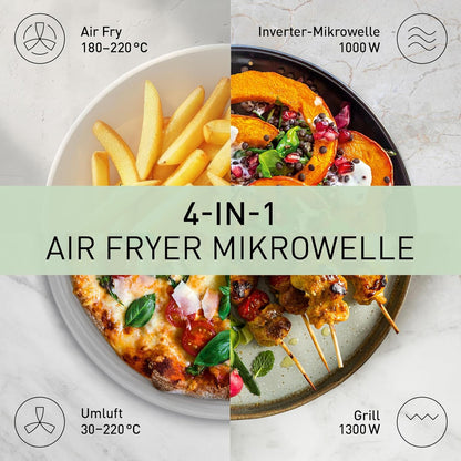 Kombimikrowelle mit Airfryer und Grillfunktion, Silber