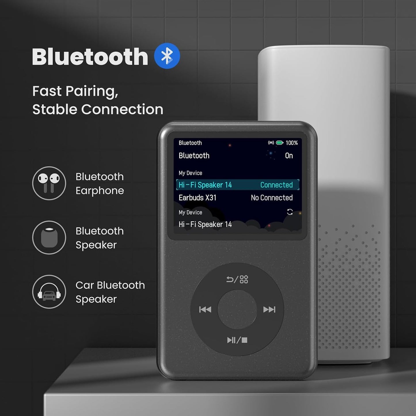 MP3-Player Y1 mit Bluetooth & FM-Radio, schwarz