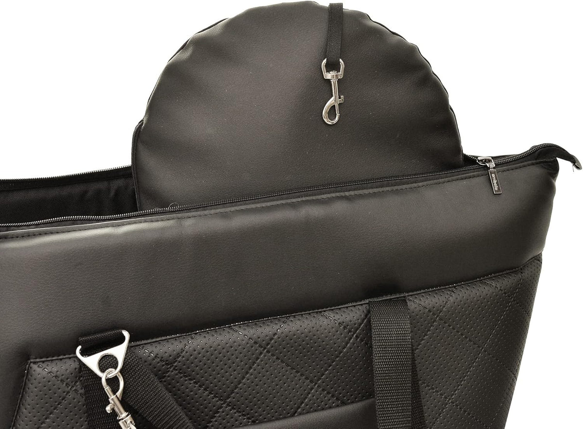 Tragetasche für Haustiere bis 12 kg, L Schwarz (Kunstleder)
