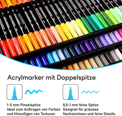 Acrylstifte Set mit Dual-Tip, 72-Farben