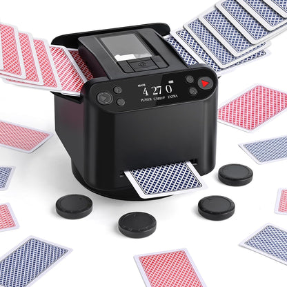 Automatischer Kartenmischer für 12 Decks mit Verteiler, Schwarz