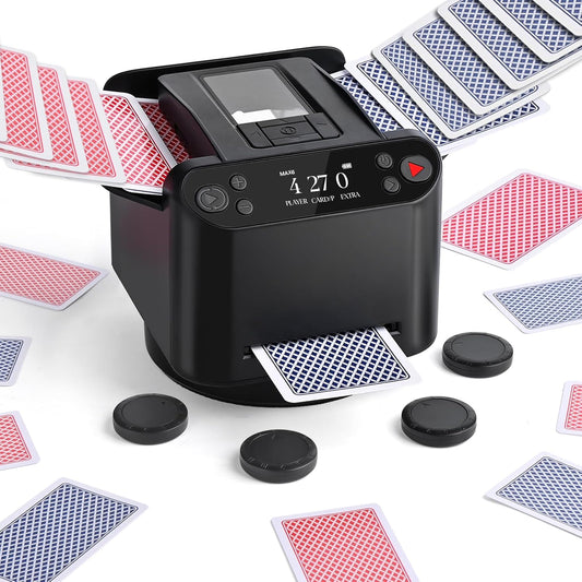 Automatischer Kartenmischer für 12 Decks mit Verteiler, Schwarz