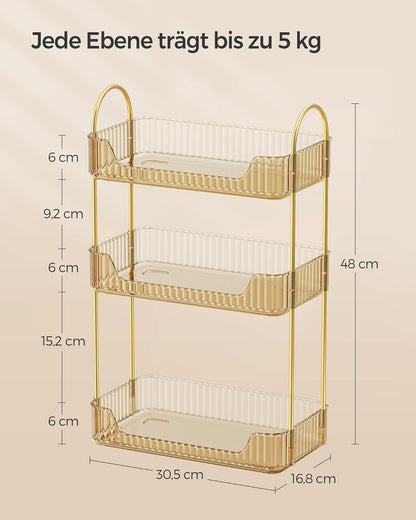Make-up Organizer mit 3 Ebenen, Champagnergold