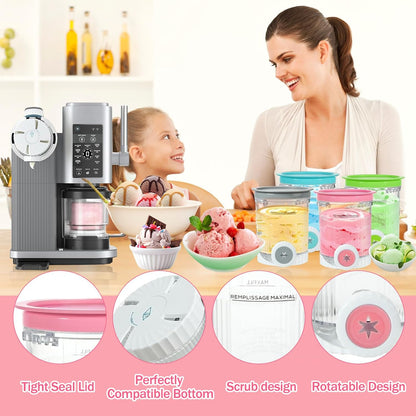 4-teiliges Eisbehälter-Set für Ninja Swirl Eismaschine, Farbenfroh
