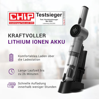 Kabelloser Akkustaubsauger mit Ladehalterung