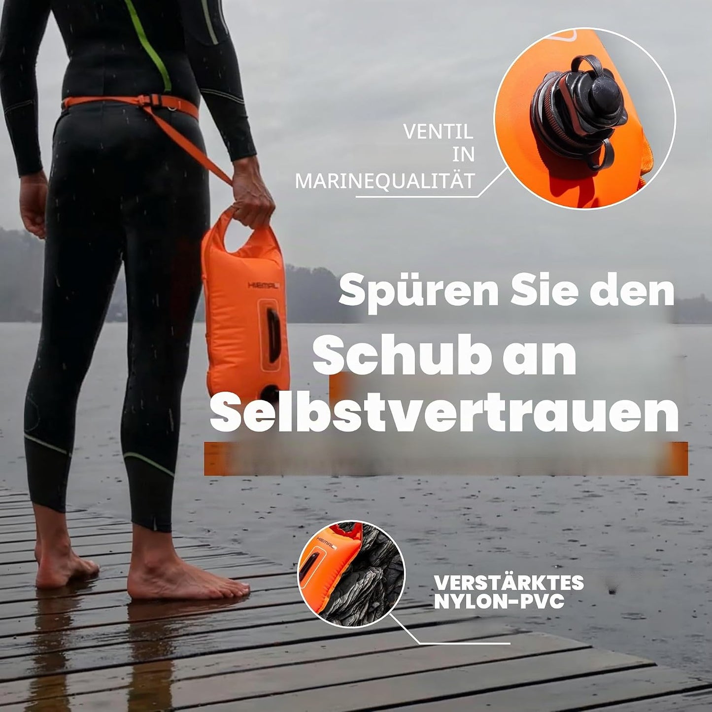 Schwimmboje mit Trockensack, Orange