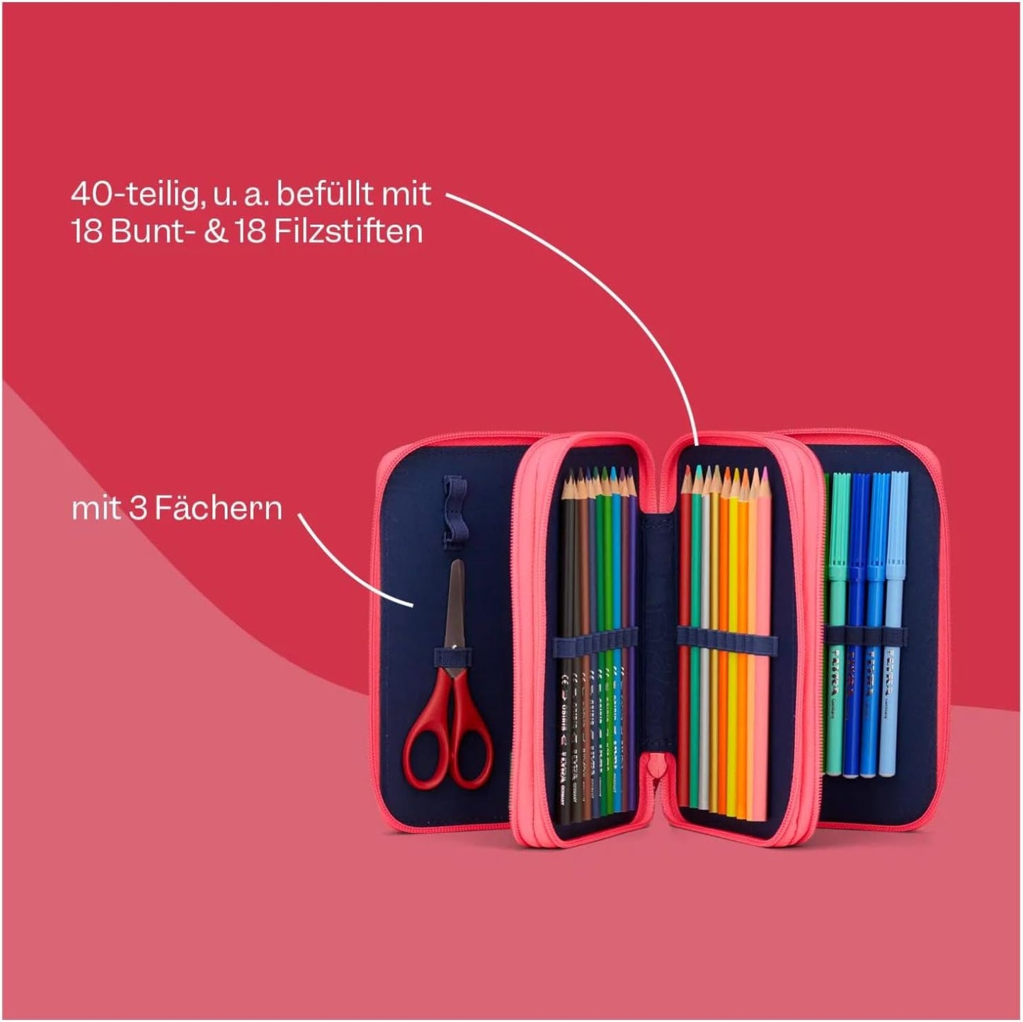 Maxi Mäppchen Set mit Zubehör, Feuerspeibär - Orange Einheitsgrösse