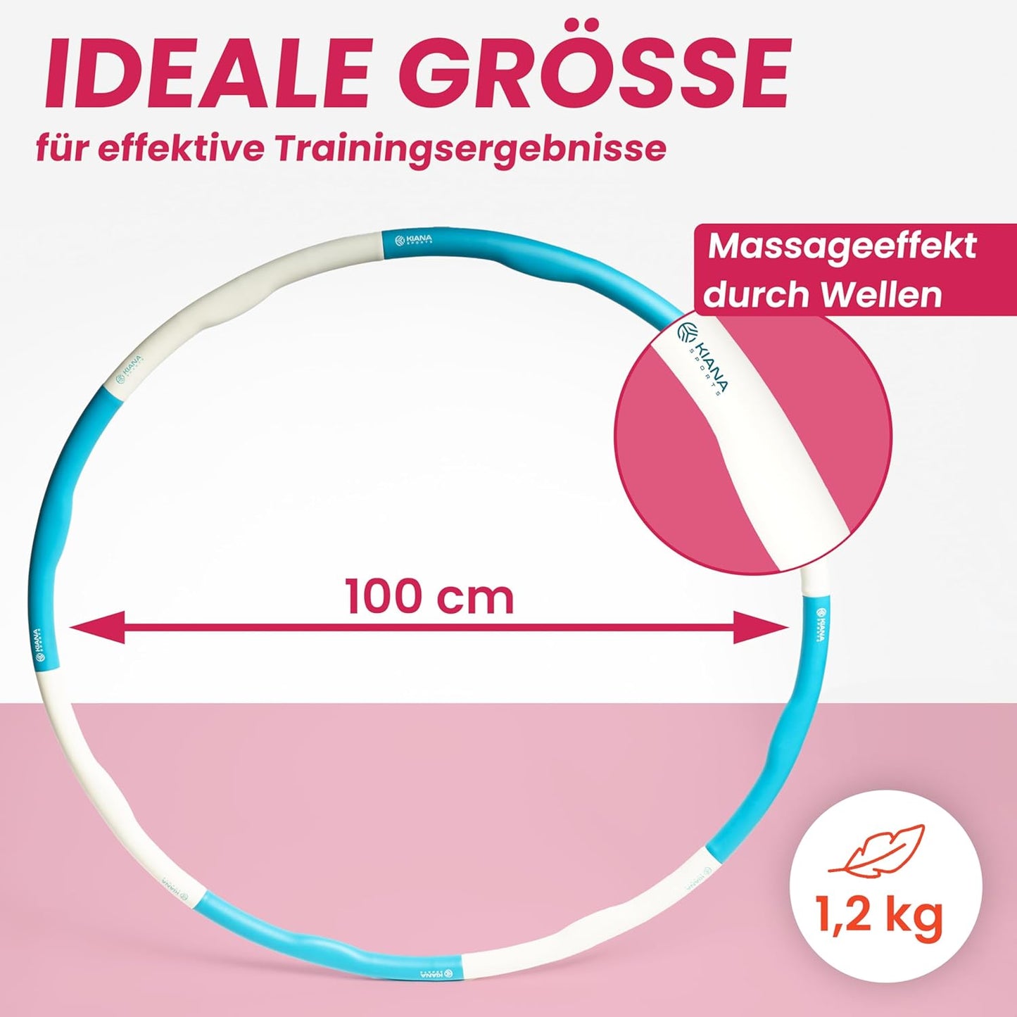 Hula Hoop Reifen mit Übungsplan, 1,2 kg - Türkis