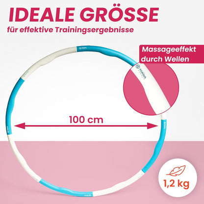 Hula Hoop Reifen mit Übungsplan, 1,2 kg - Türkis