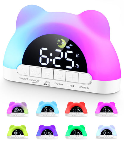 Wecker für Kinder mit 10 Klängen & 11 RGB-Farben, Bunt