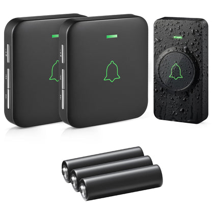 Funkklingel-Set mit 2 Empfängern, 52 Melodien, 2 receivers + 1 push Schwarz