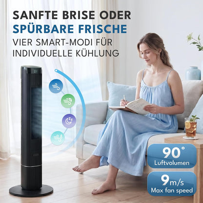 Extra leiser Oszillation-Turmventilator LBL1874, Schwarz