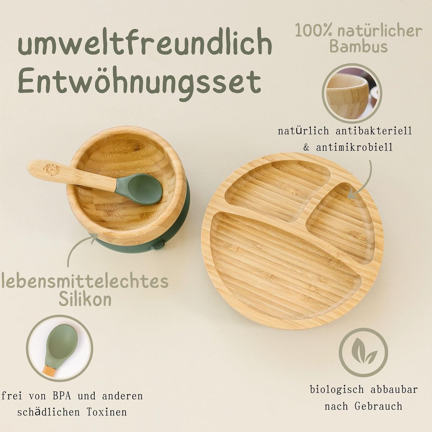 Baby Fütterungsset mit Saugnapf-Schüsseln und Löffel, Blau