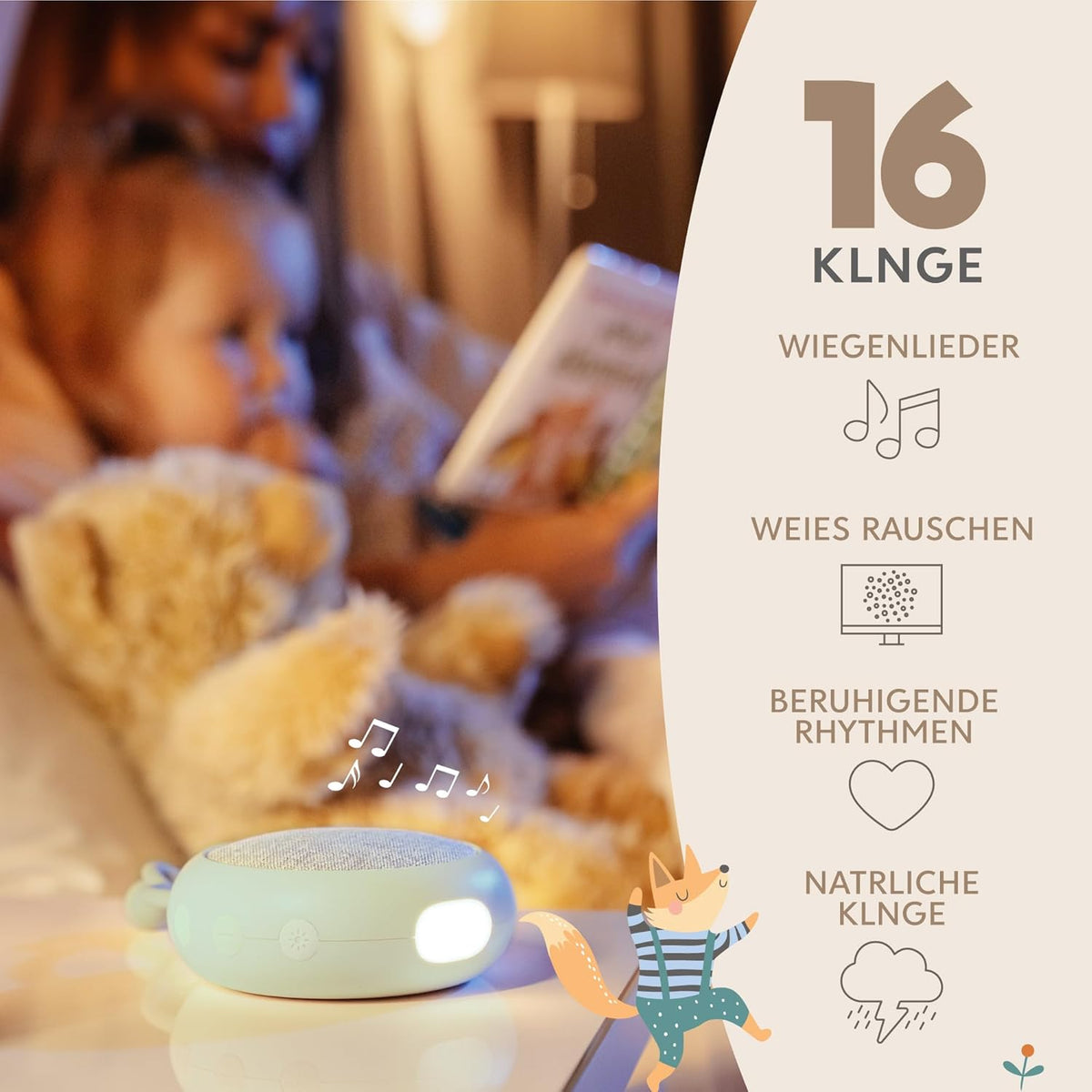 White-Noise-Gerät mit Nachtlicht für Neugeborene, Grün