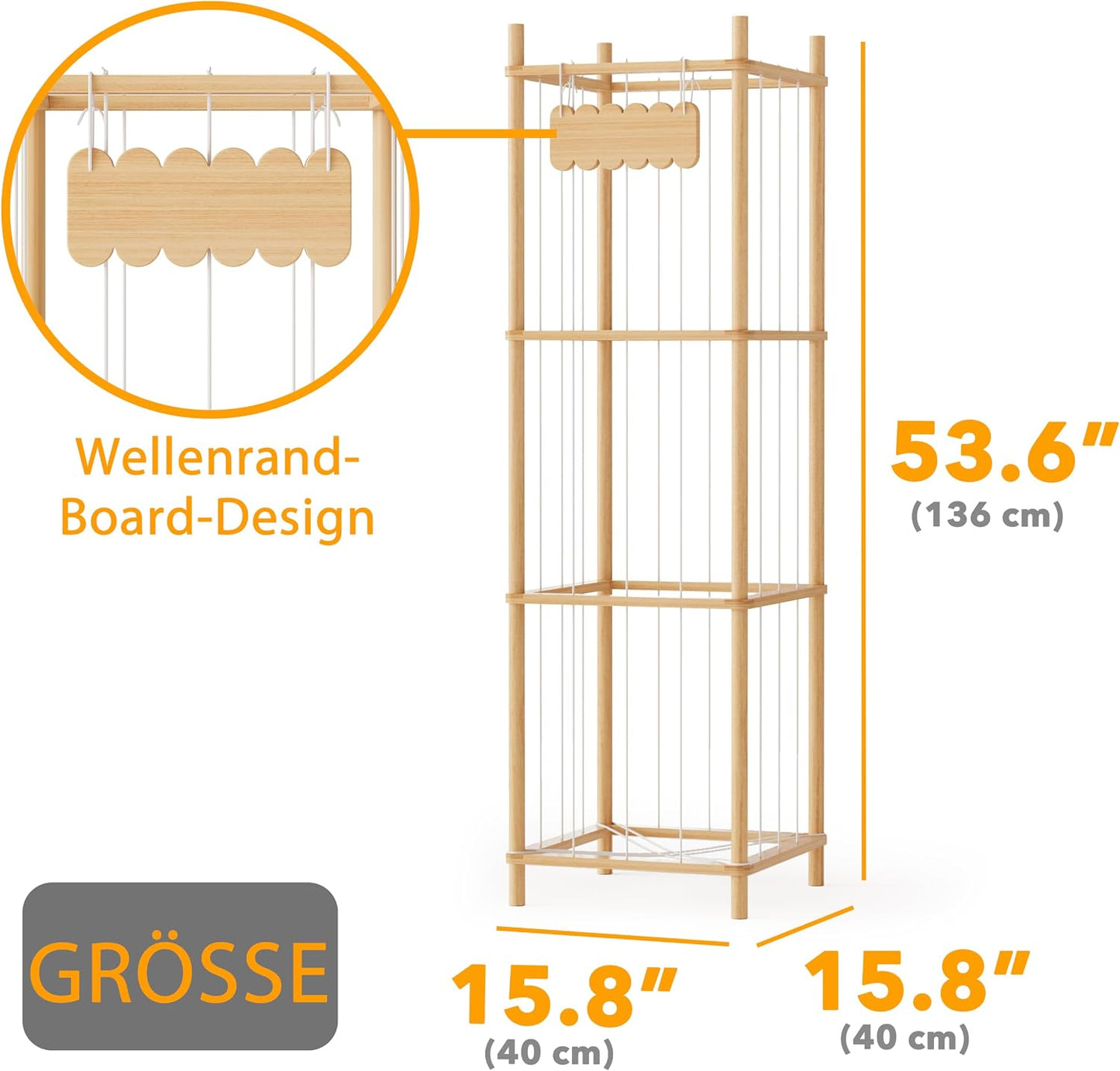 Stofftier Aufbewahrungskäfig, Natur 40 cm Breit