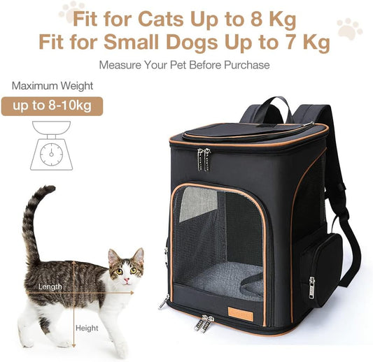 Erweiterbarer Haustier-Rucksack, Schwarz, L(33 x 29 x 38 cm)