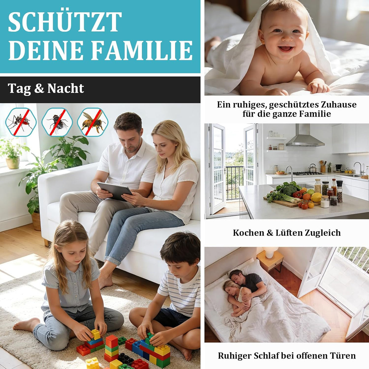 Magnetische Fliegengittertür Prime für Balkontüren, 90x200 cm Prime Schwarz