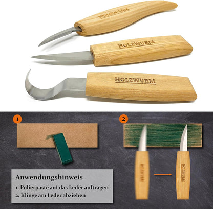 Schnitzmesser-Set mit Tasche und Anleitung, Hell