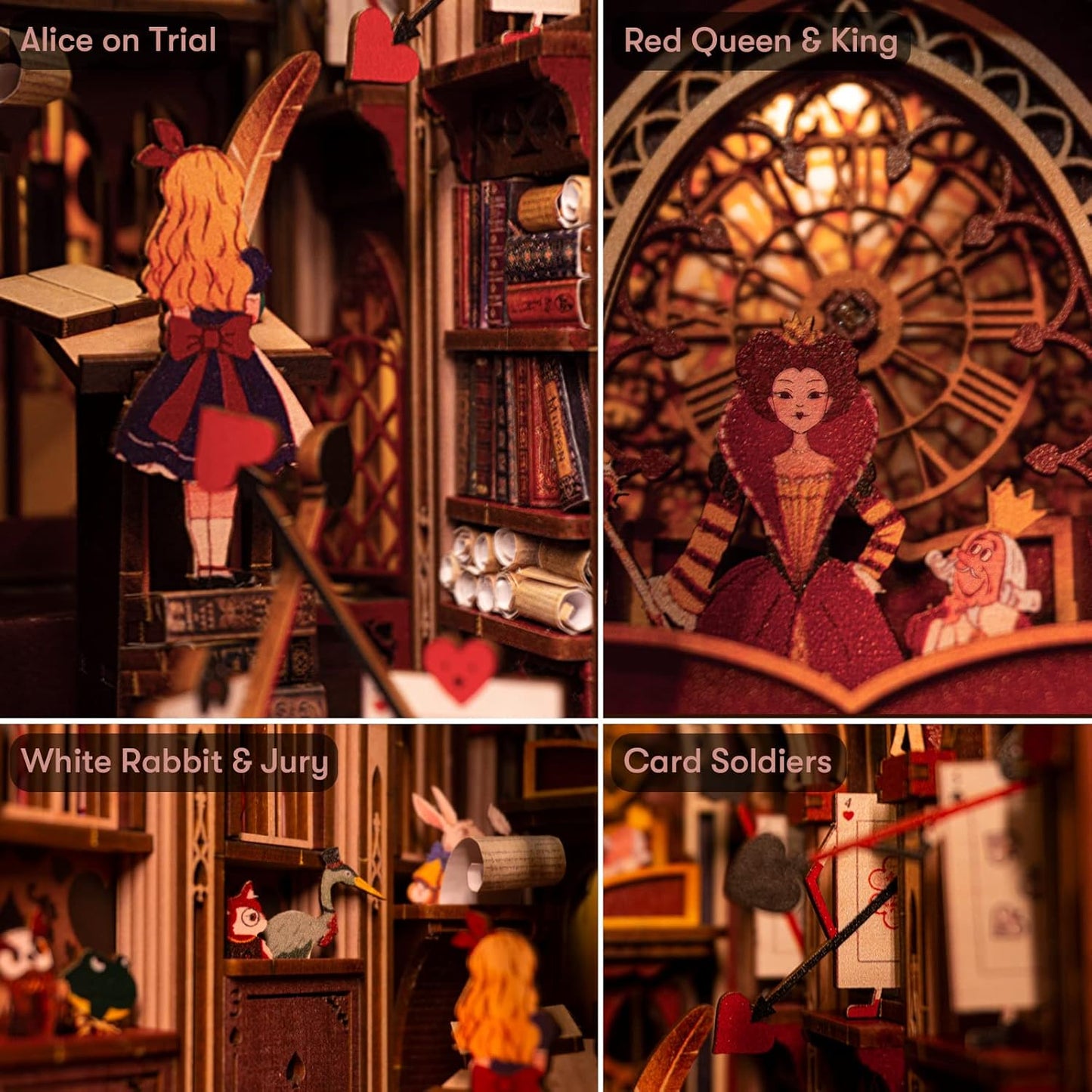 Book Nook Bausatz mit LED-Licht, Alices Abenteuer im Wunderland, Dreamland
