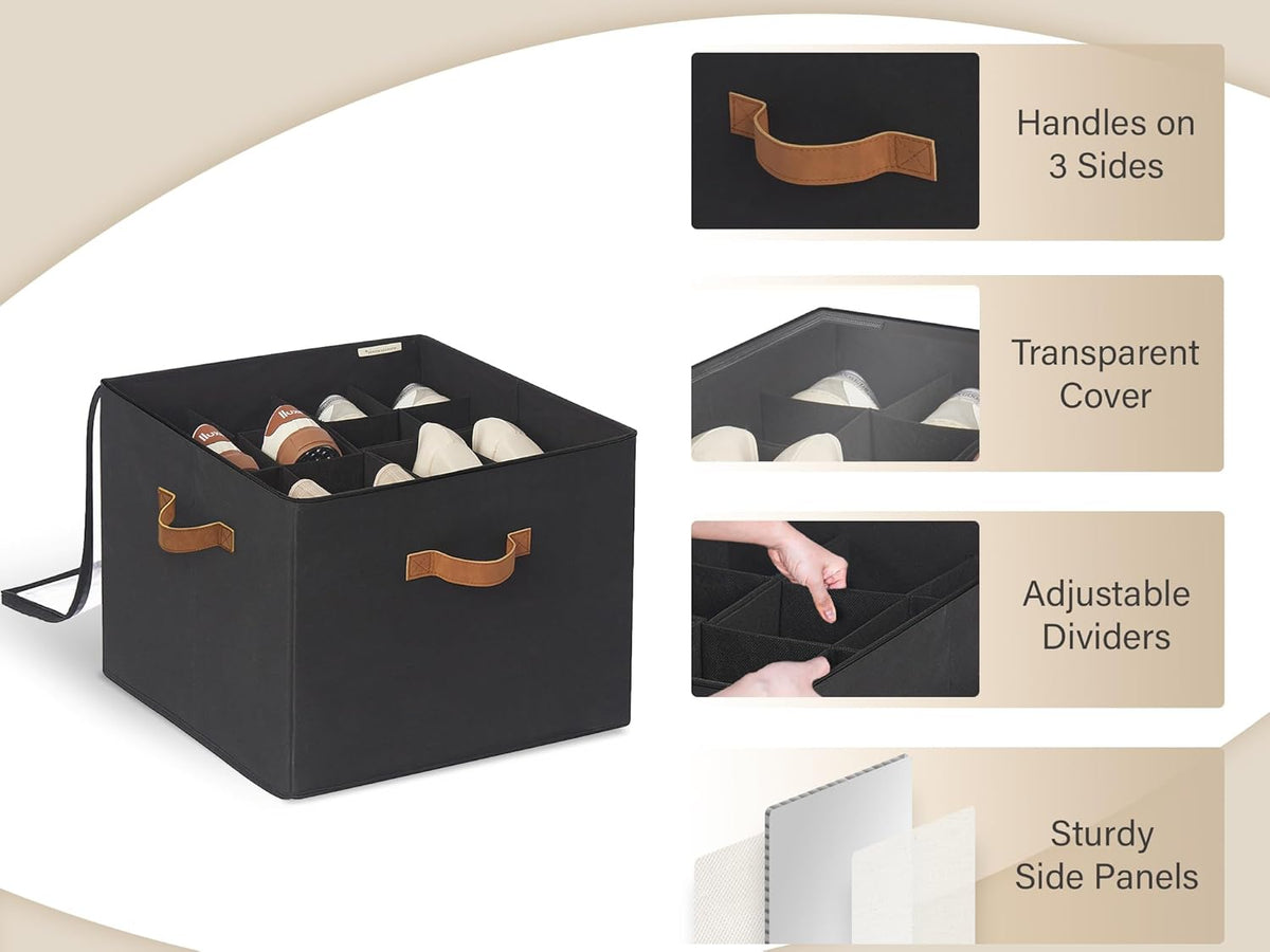 Schuhorganizer für Schrank (Platz für 16 Paar), Schwarz 43 × 43 × 32 cm